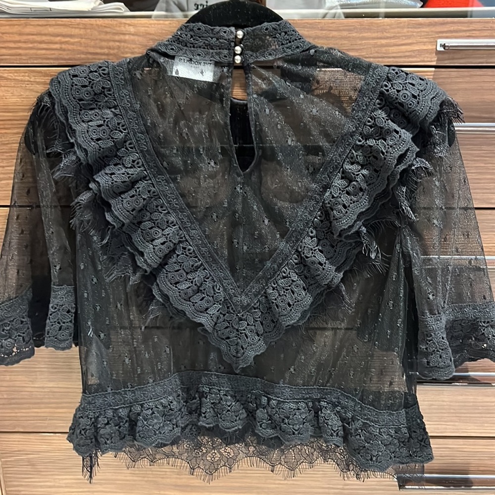 Kooples New W/O Tags Lace Mesh Top With Ruffles - image 2